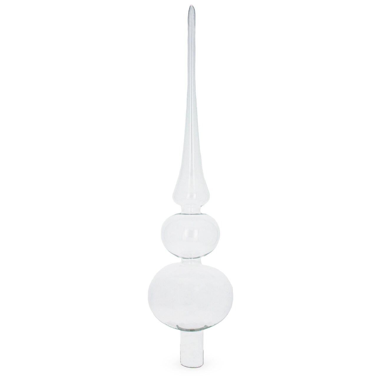 Double Ball Clear Glass Christmas Tree Topper 12.5 Inches